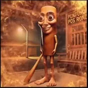 A surreal figure holding a broom